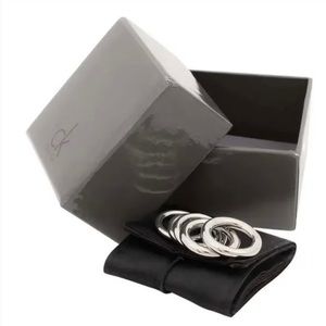 Calvin Klein Silver Stainless Steel Ring Set of 5. New in Box Size 5.